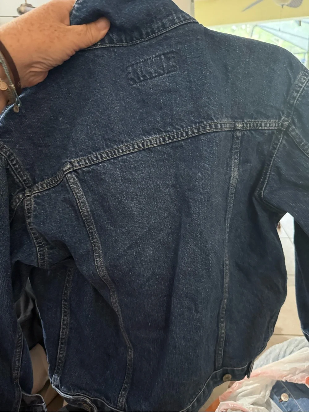 Old Navy Blue Denim Jacket with Red Trim Label